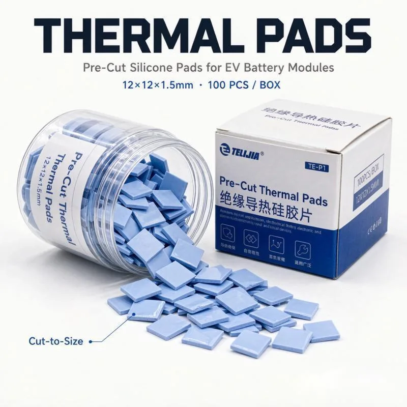 100PCS Pre-cut Insulating Thermal Pads for IC Chips High Thermal Conductivity Self-adhesive Silicone Sheets 12x12x1.5mm Tools