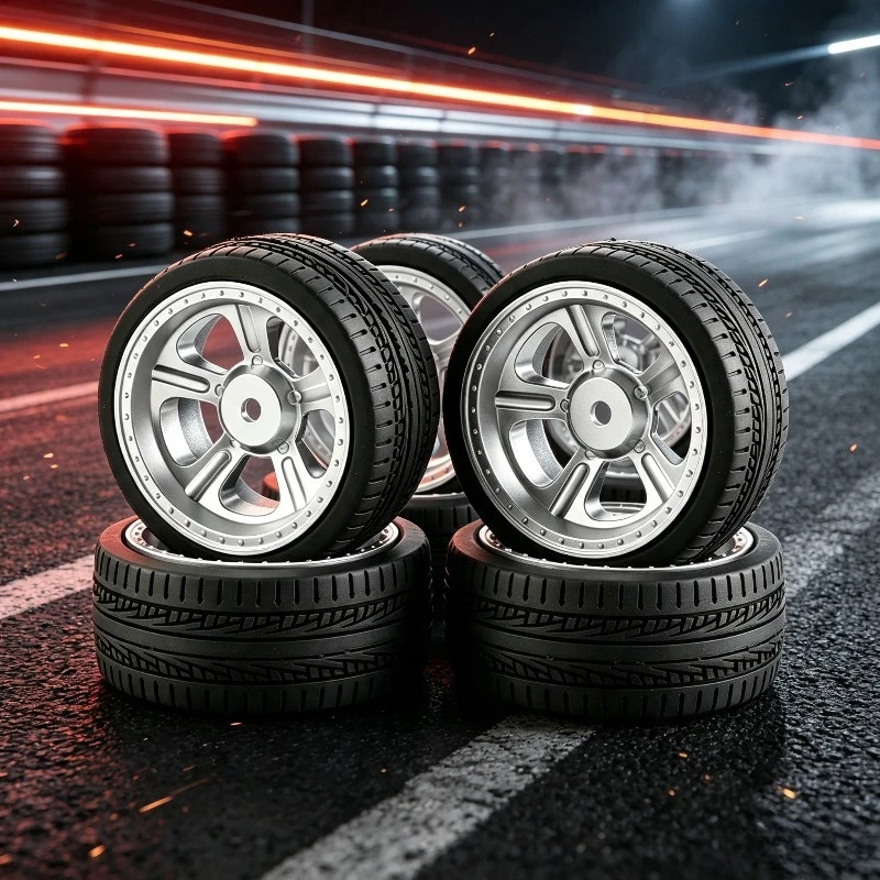 RC Racing Tire 1:10 Scale Universal On-road Tire For HSP 94123 TAMIYA TT01 Kyosho FW06 Touring Car Plastic wheel hub 4pc/ Set