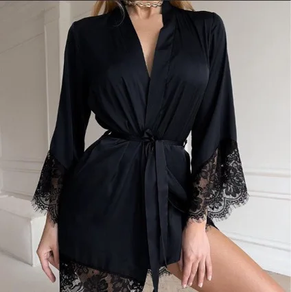 2026 New Lace Lace Morning Gown Pajamas Slim V-neck Loungewear