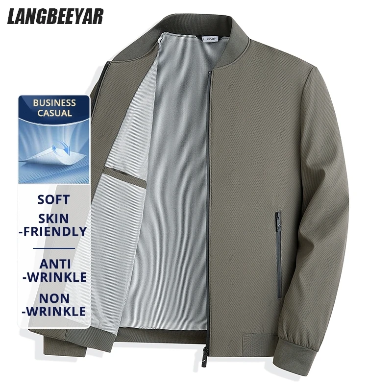 

Премиум против морщин весна осень водонепроницаемый мужской пиджак куртка ветровка бейсбольный воротник деловые повседневные легкие пальто