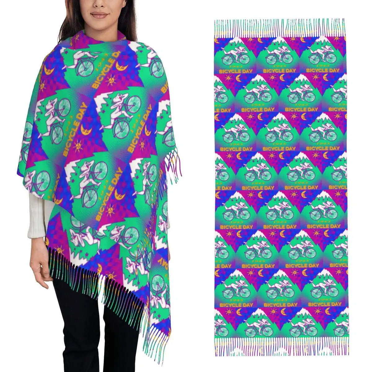 

Альберт Хоффман 1943 Blotter Lsd Acid Blotter Party Шарф Шарфы с кисточками Женские теплые шали и накидки Длинная осенне-зимняя шаль