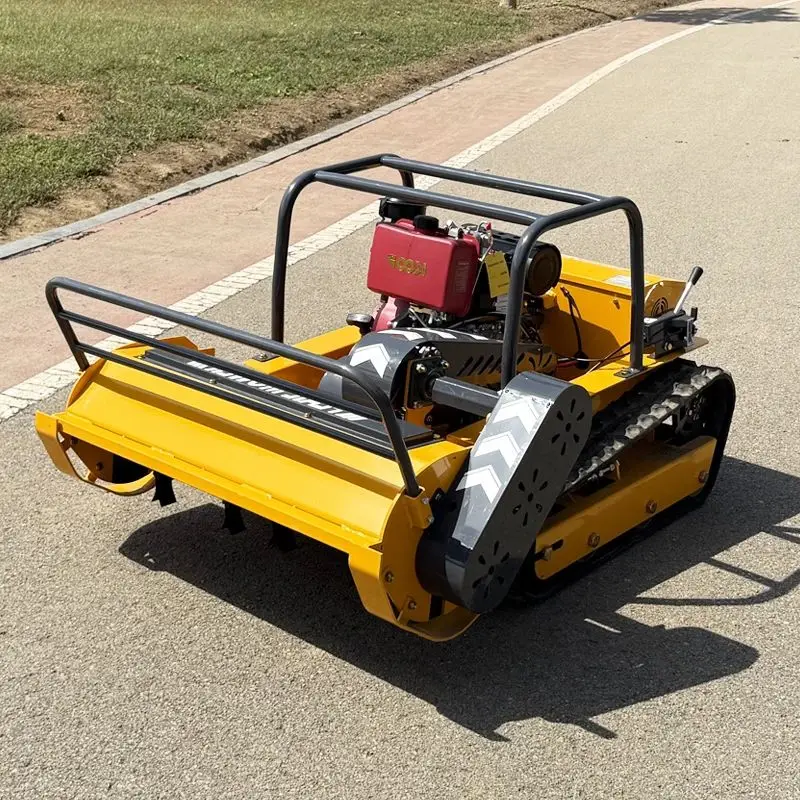 

Customized hot selling tracked robot lawn mower garden zero rotation remote control lawn mower with rubber tracks