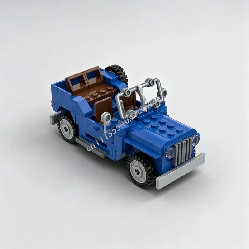 148 Parts Blue Jeep Adventure Vehicle Model MOC Custom Puzzle DIY Assembly Building Blocks Toy Popular Collection Display Gifts