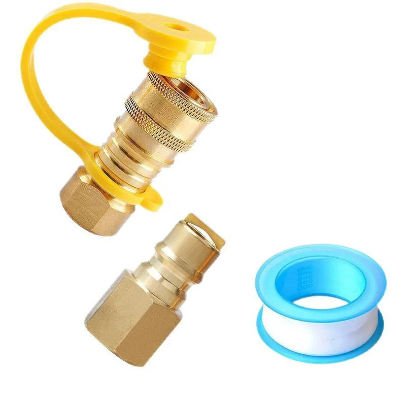 

5Pcs North America 1/4 "NPT Brass Quick Adapter Gas Washer Male Snap Quick Valve