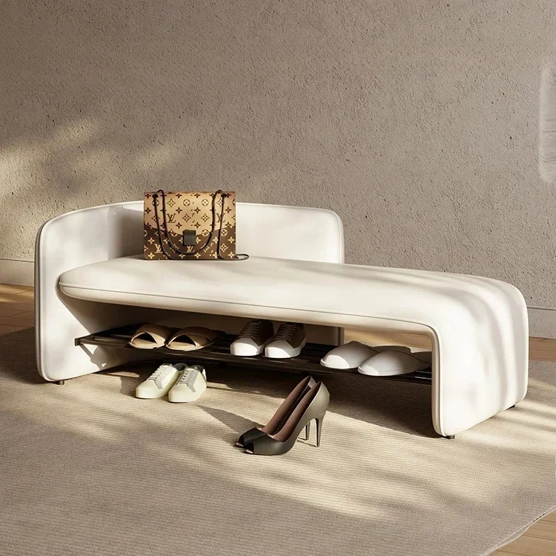 Hot Trend  Velvet Shoe Bench Ottoman Padded Entryway Bedroom Living Room Corner Sofa Seat Storage Footstool Home Furniture