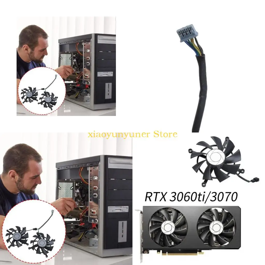 P9JB GPU Cooling Fan for RTX3060ti 3070 Twin Fan OC Machine Prolonged Computer Component Life HA9015H12SC-Z
