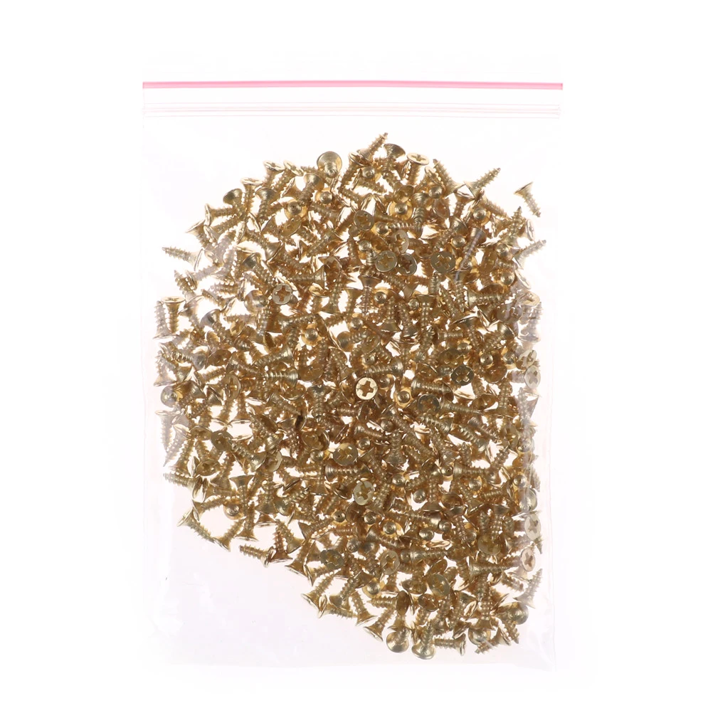 380 pcsFlat viti autofilettanti materiale in ottone viti dorate strumenti per la creazione di modelli fai da te 2*6mm