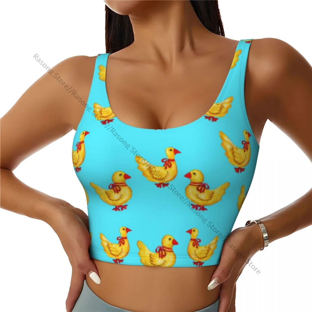 

Sports Bra Women Running Yoga Clothes Vest Ducks With Red Ribbons Gathering Fitness Vest