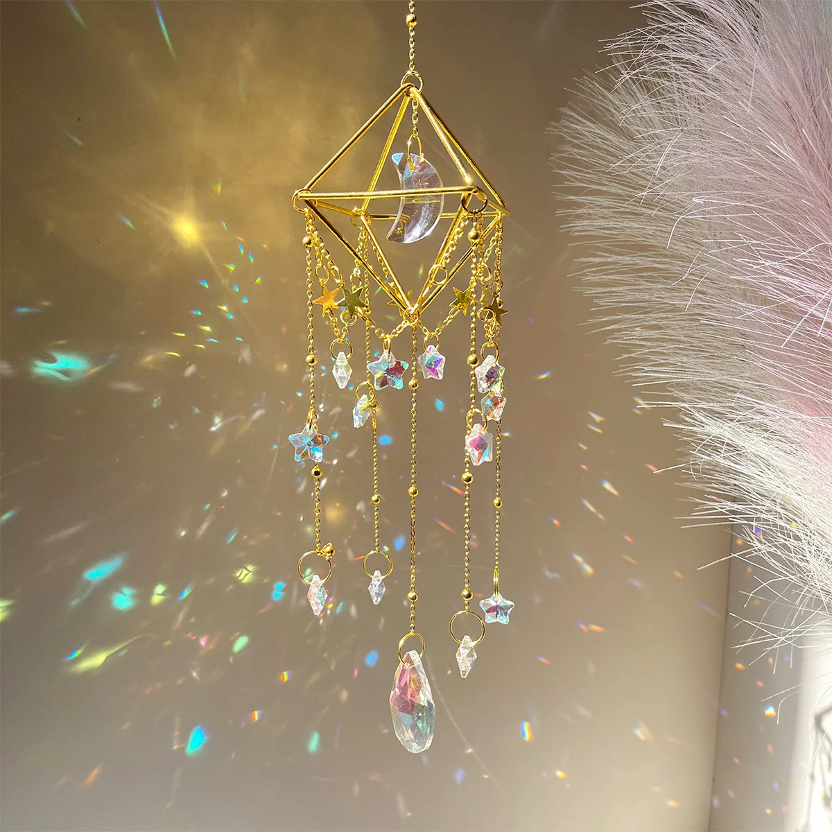 1Pc Crystal Hanging Suncatcher, Crystal Prism, Suncatcher, Light Catcher, Window and Garden Decoration