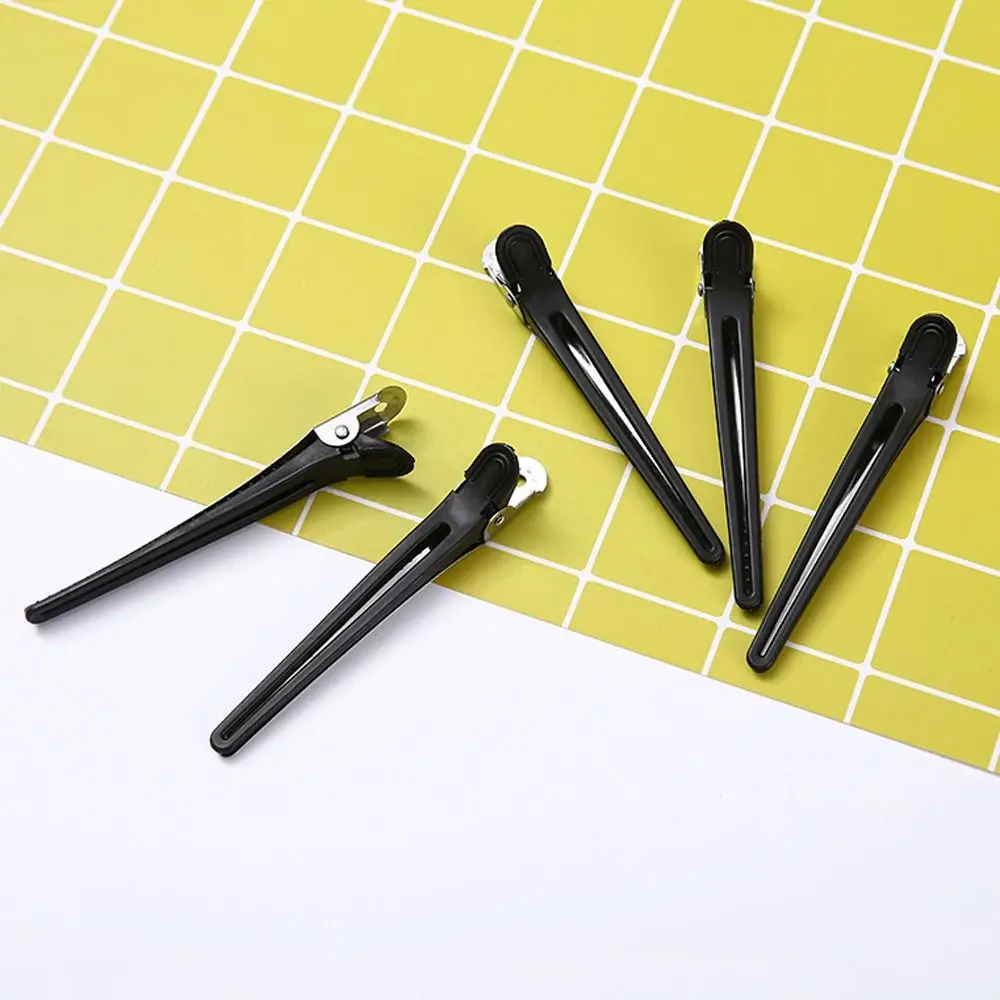 Pince à cheveux longue en plastique pour salon de coiffure, outil de coiffure, barbier, partenaires de maquillage, boucles bleues et noires, 12 pièces par ensemble