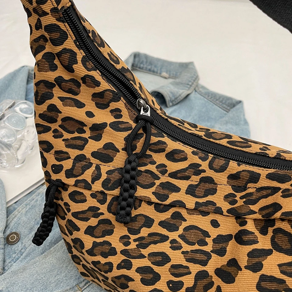 Leopard Shoulder Bags For Women Fashion Cloth Messenger Bags Large Capacity Crossbody Packages Cute Canvas Female Hobos