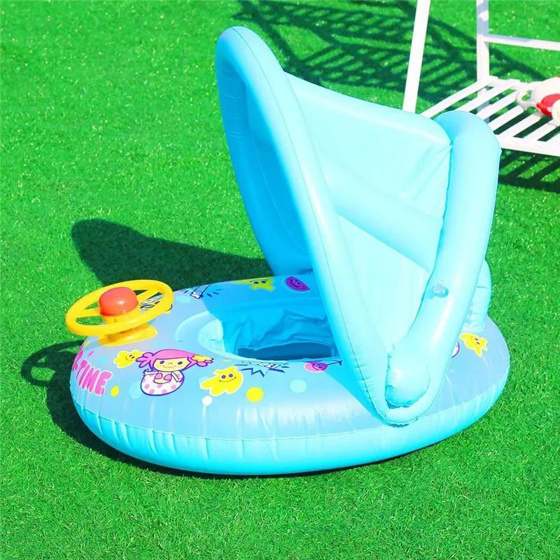 Baby Swim Ring Cartoon Inflatable  Seat Floating Sunshade Toddler  Circle Bathtub Swimming Pool Beach Party Outdoor Water Toy