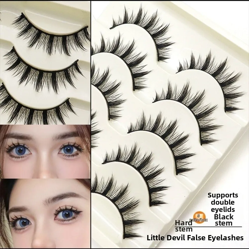 Black Little Devil False Eyelashes 7-12MM Easy To Wear DIY Lashes Extension Cos Lightweight Cosplay Comic Fake Eyelashes Daily