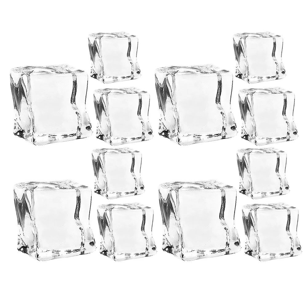 40pcs Acrylic Fake Ice Cubes Irregular Transparent Square for Bar Decor Vase Filler Reusable Simulated Decorations Artificial