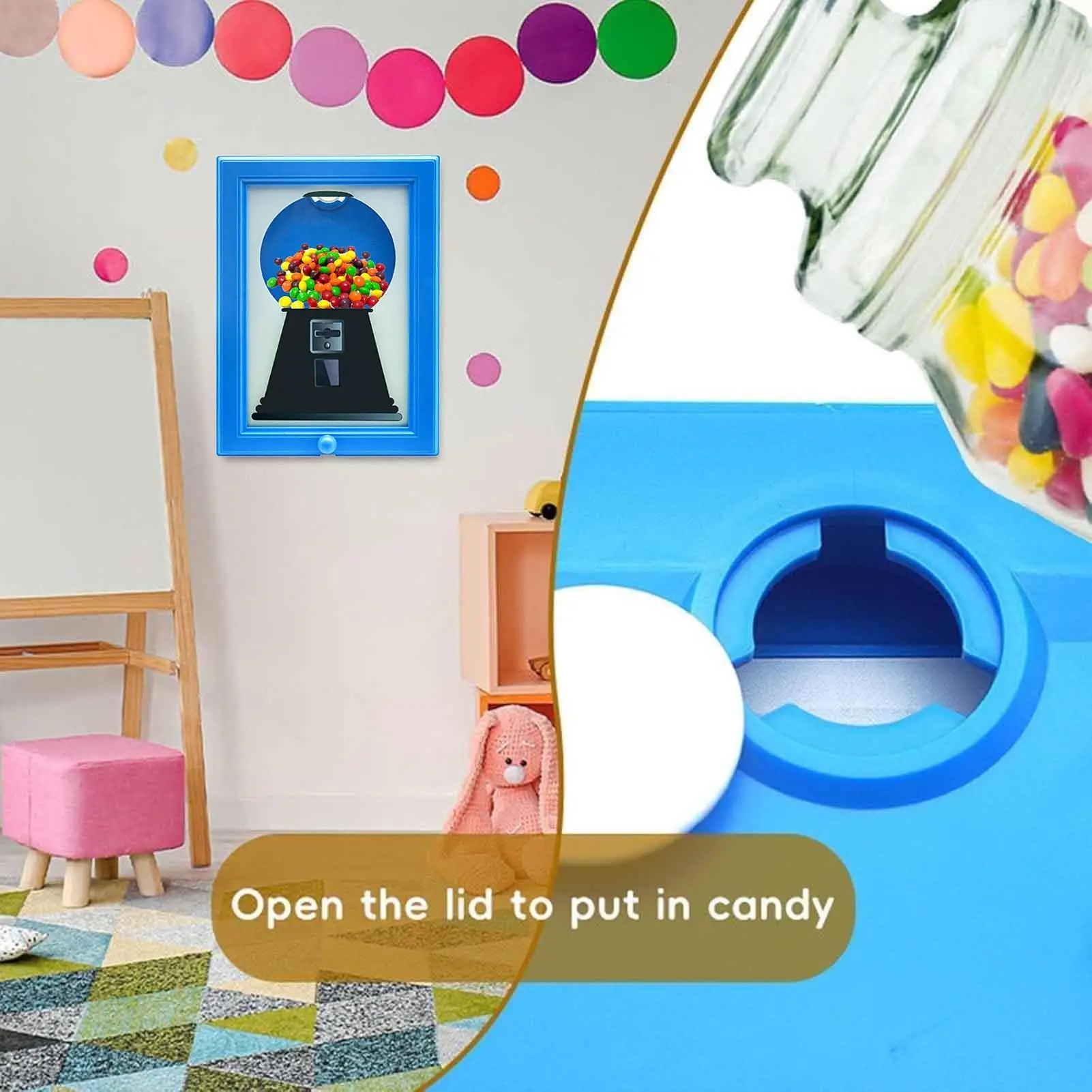 Creative Candy Dispenser Picture Frame Dust-proof Moisture-proof Hanging Handy Candy Frame Rotating Funny Candy Frame
