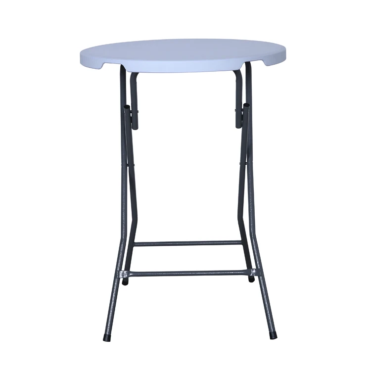 Outdoor Portable Dia 60cm White High Round Cocktail Folding Plastic Bar Tables For Events