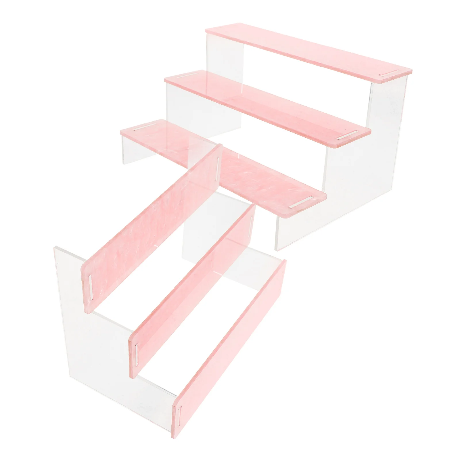 

2 Pcs Acrylic Storage Rack Clear Display Stand Desktop Organizer Multi Layer Handicraft Shelf Jewelry Holder Figurine