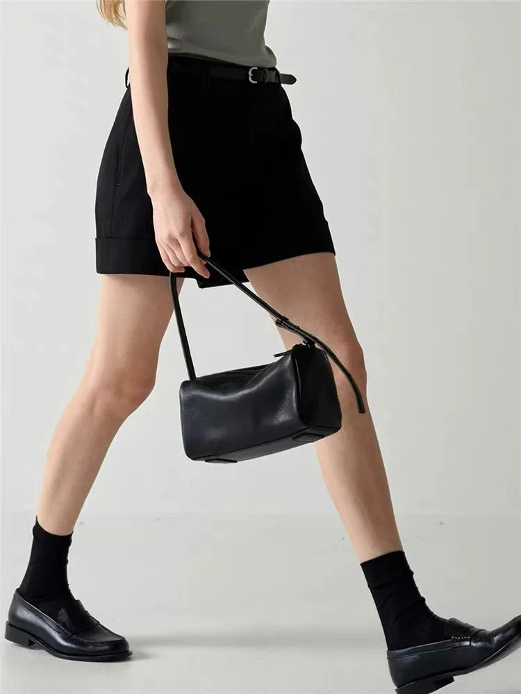 

Сумка-подушка из замши FP, держатель для ручек, портативная сумка через плечо для женщин, мягкая кожаная круглая цилиндрическая сумка однотонного цвета