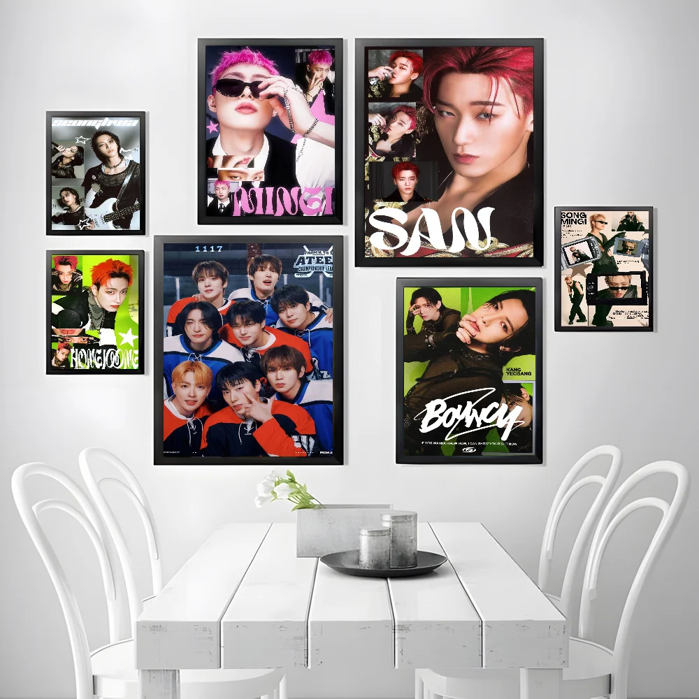 A-ATEEZ KPOP Whitepaper Poster High Quality Wall Art for Home Office Bedroom Living Room Hallway Bar Perfect Gift Idea