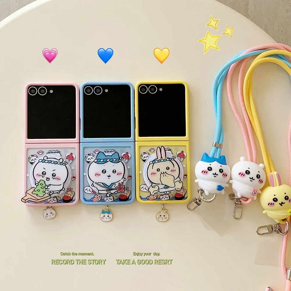 

Cartoon Little Cutie U-Usagis for Magsafe Magnetic Bracket Lanyard Phone Case for Samsung Galaxy Z Flip 5 6 5G PC Hard Cover