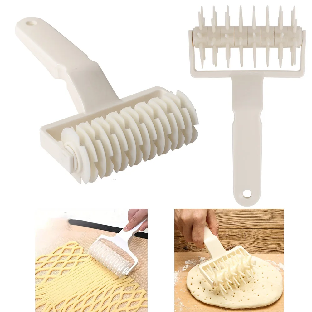 

Pastry Pizza Lattice Roller Cutter and Studded Pizza Roller Pull Net Wheel Knife for Dough Cookie Pie Kitchen Baking Supplies