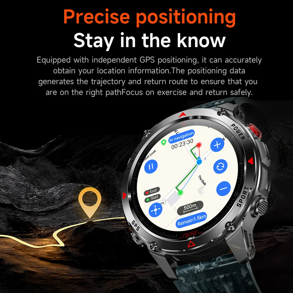 Wonlex Men Smart watch GPS Built in Smartwatch Outdoor RIDE Run GPS Track Sports Compass Altimeter IP68 Waterproof Watch For Men