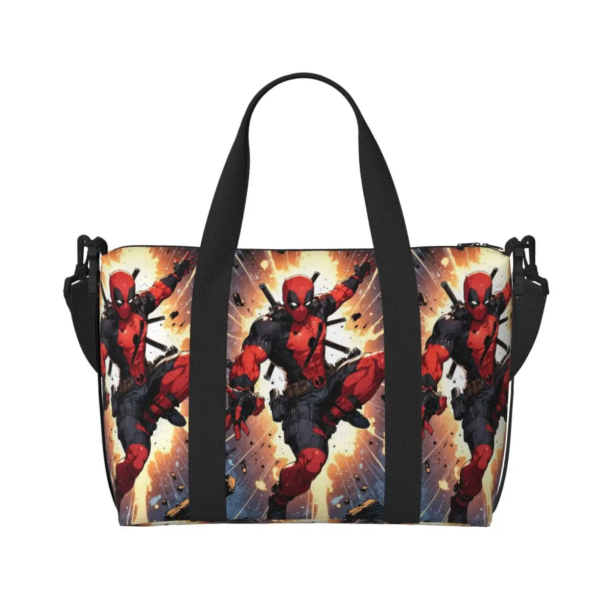 

Custom Deadpool Film Beach Tote Bag Women Cool Superhero Big Compartment Beach Gym Travel Bags