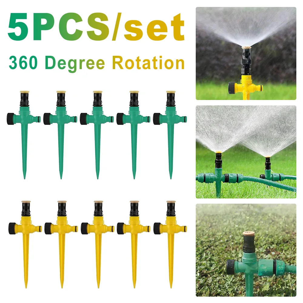 5Pcs Household Sprinkler Automatic Irrigation Equipment Watering Sprinkler 360 Degree Rotation Corrosion Resistant For Garden