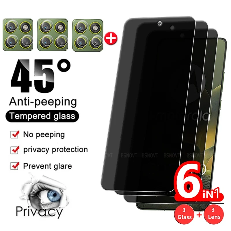 6-in-1 für Motorola Moto Edge 70 Glas Moto Edge 70 gehärtetes Glas schützende Anti-Spy-Displayschutzfolie für Moto Edge 70