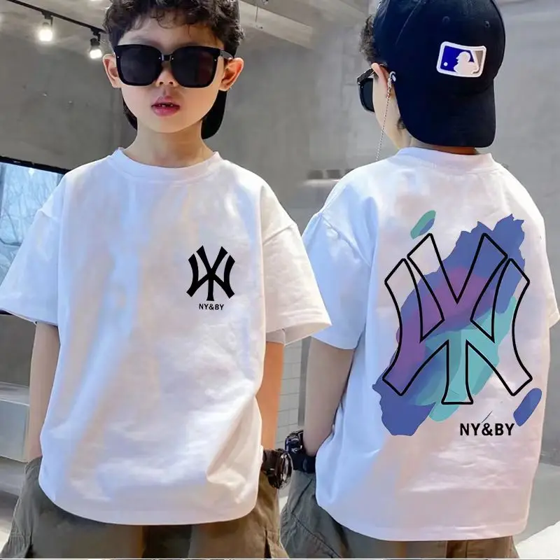 Childrens Pure Cotton T-shirt Luxury Brand  Print T-shirt O-neck Short Sleeve Kids Clothes Boys Clothes Girls Clothes Teenagers