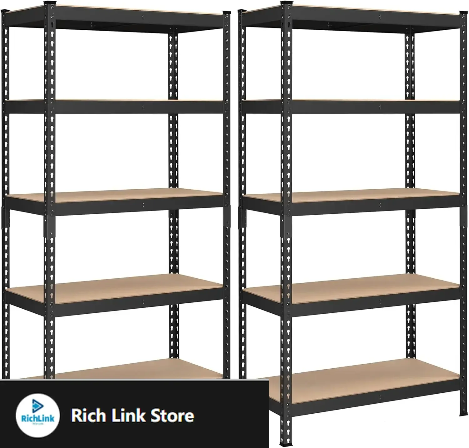 

5-Tier Storage Shelves, Set of 2 Garage Storage, Boltless Assembly, 17.7 x 35.4 x 70.9 Inches, Load 1929 lb Each