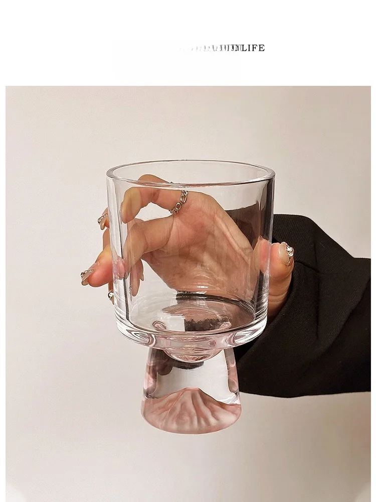 

Стеклянная чашка Tlife Rie Pink на высокой ножке, серия Mountain, креативная, прозрачная, круглая, из стекла, для напитков, малая серия