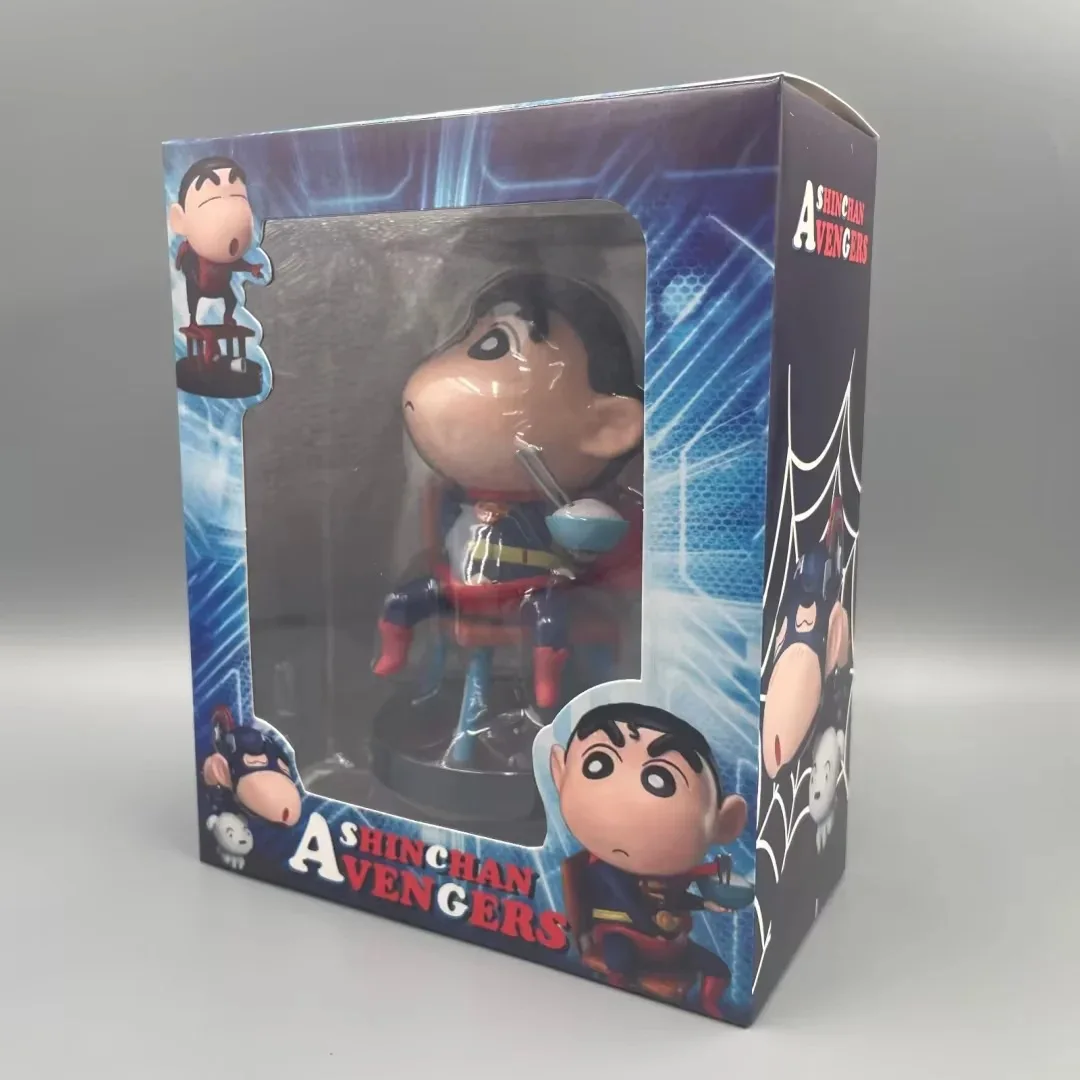 

Аниме Crayon Shin-chan Cos Супермен Сидячая поза Фигурка ПВХ Модель Q Версия Игрушки Кукла Настольный декор Коллекция Подарочная коробка