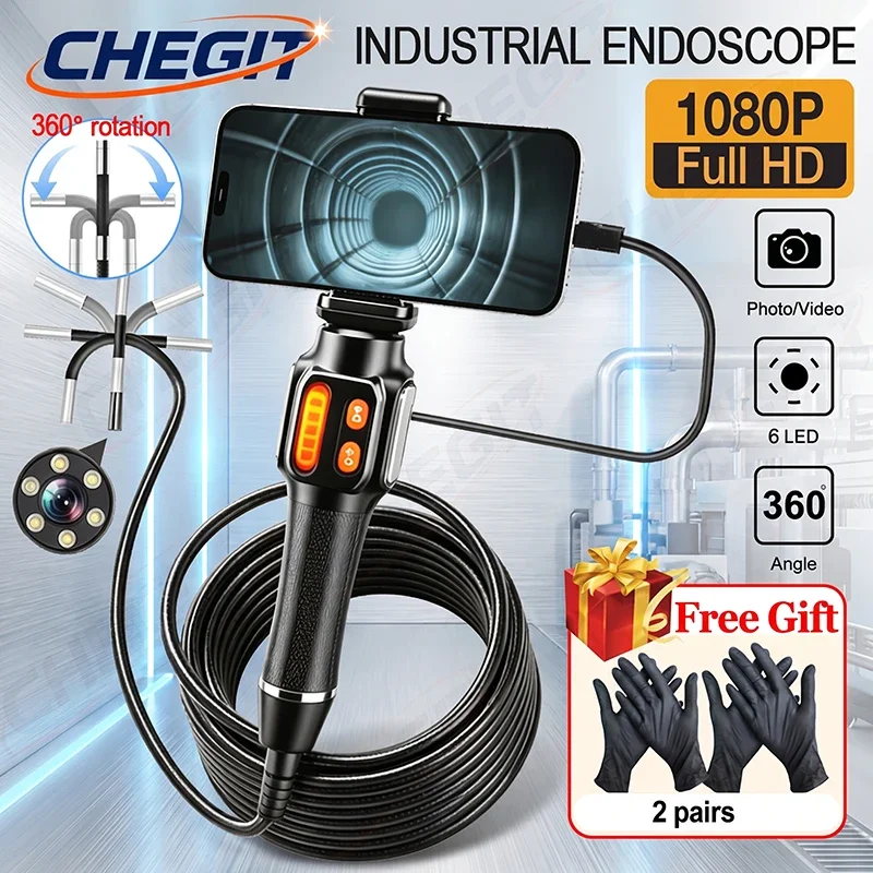 

360° Articulating Borescope Endoscope Camera Inspection 1080P HD Borescope Camera For Android/iOS Phone Commercial use