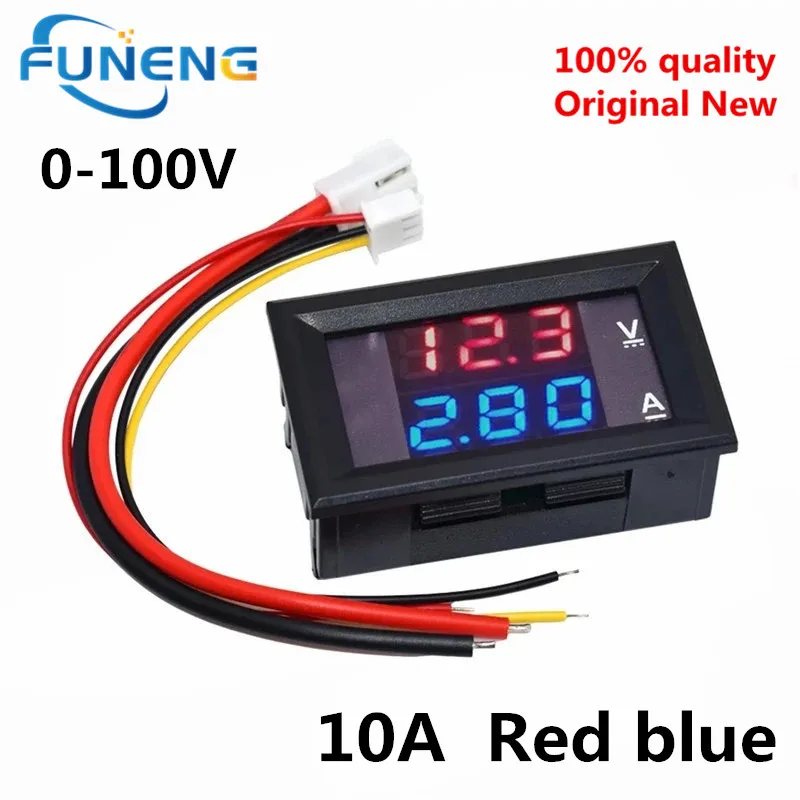 5pcs DC 0-100V 10A Digital Voltmeter Ammeter Dual Display Voltage Detector Current Meter Panel Amp Volt Gauge 0.28