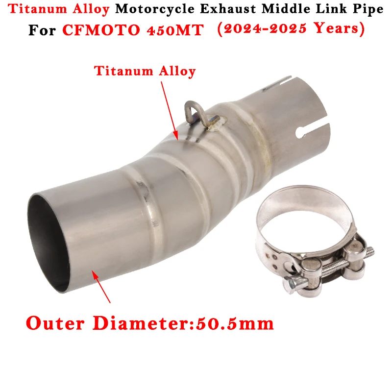 

Motorcycle Exhaust Escape System Modified Muffelr 51mm Middle Link Pipe Titanium Alloy Tube For CFMOTO 450MT 450 MT 2024 2025