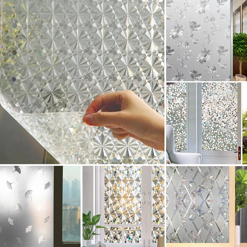 Window Privacy Film Pvc Self-adhesive No Glue Static Cling 3D Window Glass Decals Anti-peeping Anti Uv Stickers For Home Office