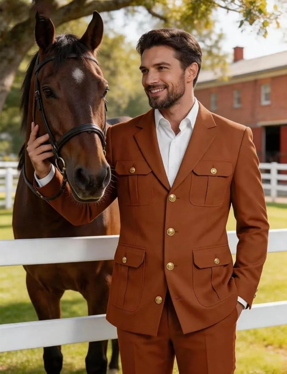 2 Piece Men's Safari Suits Multi Pocket Hunting Jacket Solid Twill  Notch Lapel Formal  Outdoor Safari Coat For Men