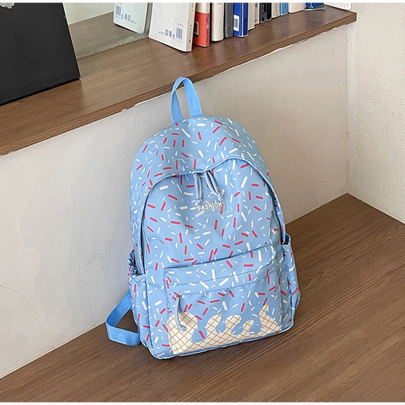 Schülerrucksack, Ice Cream Korean Teenage Girls Sweet Cute Schultasche, leichte, geräumige College-Tasche, Tagesrucksack mit großem Fassungsvermögen – Detail 14