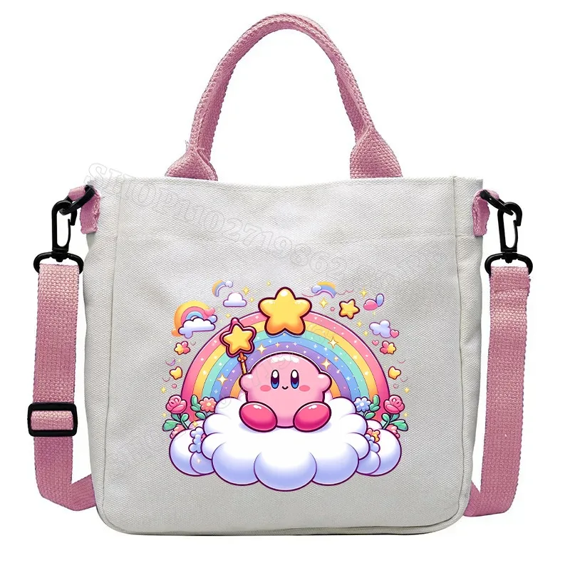 Kirby Niedliche Handtaschen, Umhängetaschen für Damen, Cartoon-Motiv-Druck, Umhängetasche, Jungen und Mädchen, modische Handtasche, Geburtstagsparty-Geschenke