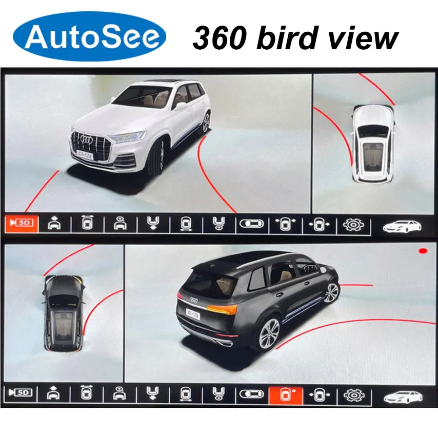 suit original OEM monitor 2018-2019 for Audi Q7 bird eye 360 degree camera 3D panoramic view Front rear mirror Surround reverse