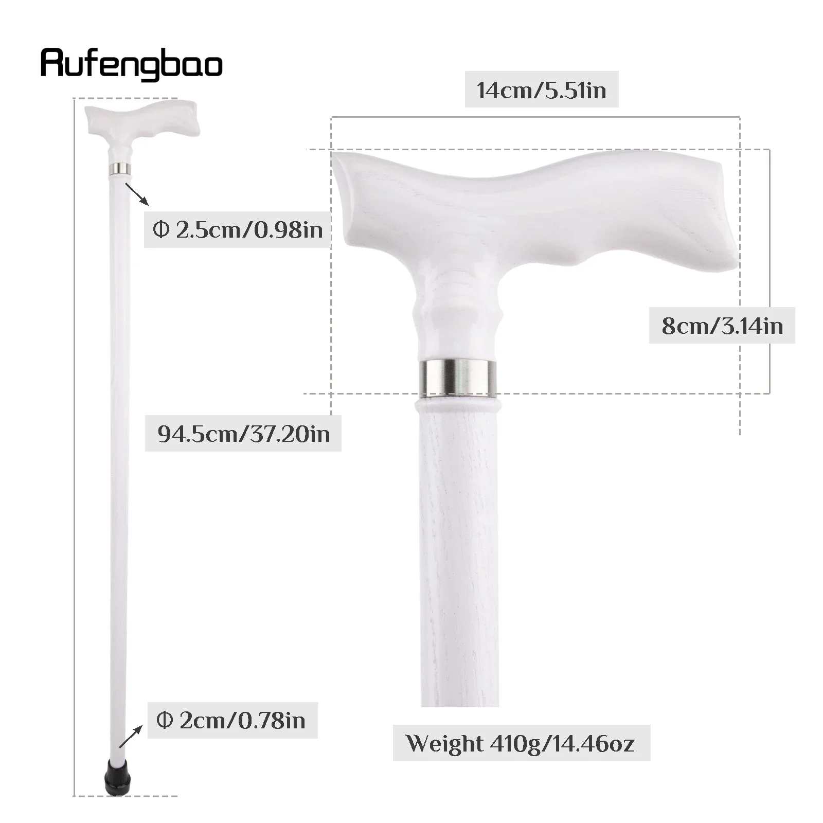 White Wooden Single Joint Fashion Stick  Performance Stage Cane  Decorative Halloween  Cosplay And Parties, For Cosplay & Party