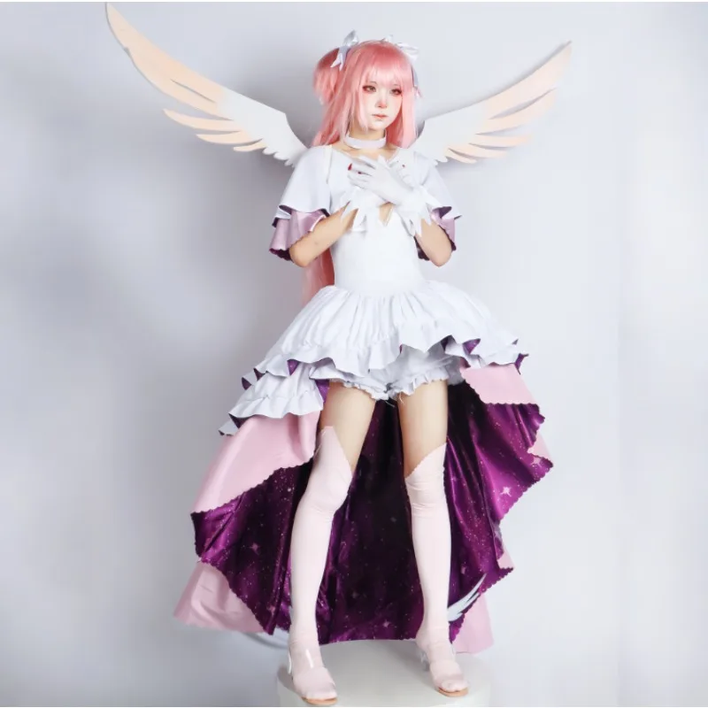 أزياء أنيمي Puella Magi Madoka Magica Kaname Madoka الذهبية التأثيرية أزياء المعركة الموحدة فستان الملاك ملابس الفتيات لحفلات الكرنفال