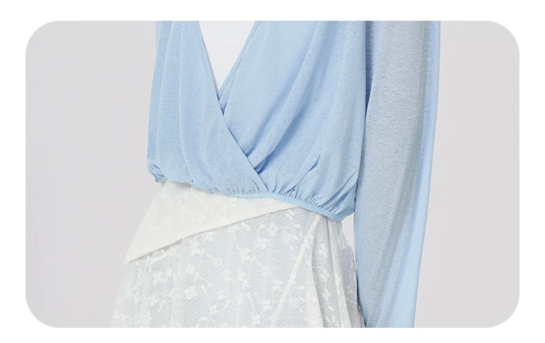 Ballett-Wickeloberteil mit langen Ärmeln, klassisches Tanzshirt für Damen, zeitgenössische Herbst-Übungskleidung – Detail 5