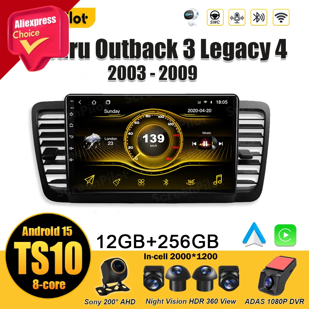 

Android 15 For Subaru Outback 3 Legacy 4 2003 - 2009 Car Radio Multimedia Video Player GPS Navigation Wireless Android Auto Wifi