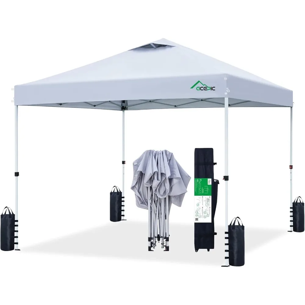 

10x10 Pop Up Canopy Tent,300D Silver-Coating Top,Pop Up Canopy Tent Instant Portable Shelter with 1-Button Push and Wheel Carry