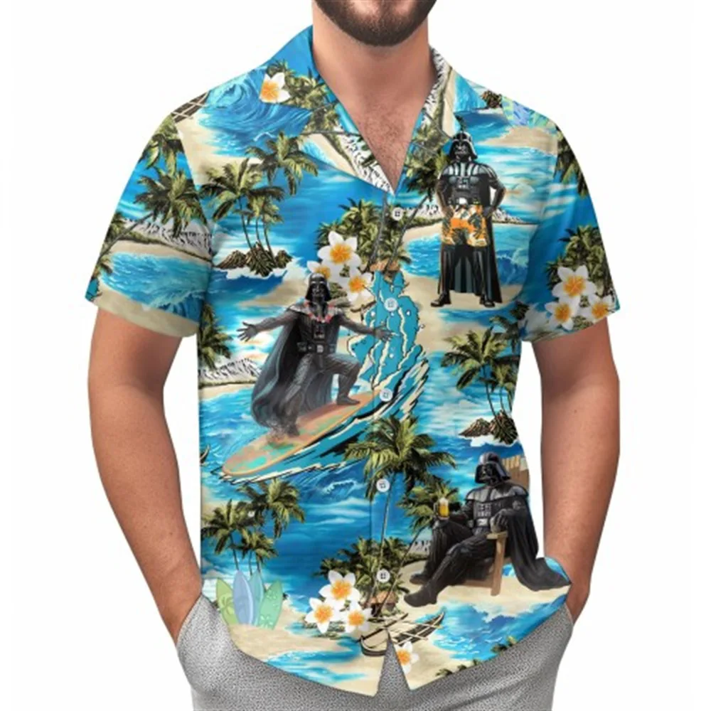 Camicia abbottonata con risvolto a maniche corte stampata in 3D da uomo della nuova estate Hawaii Casual Iop Cversized Camicia a maniche corte allentata da spiaggia