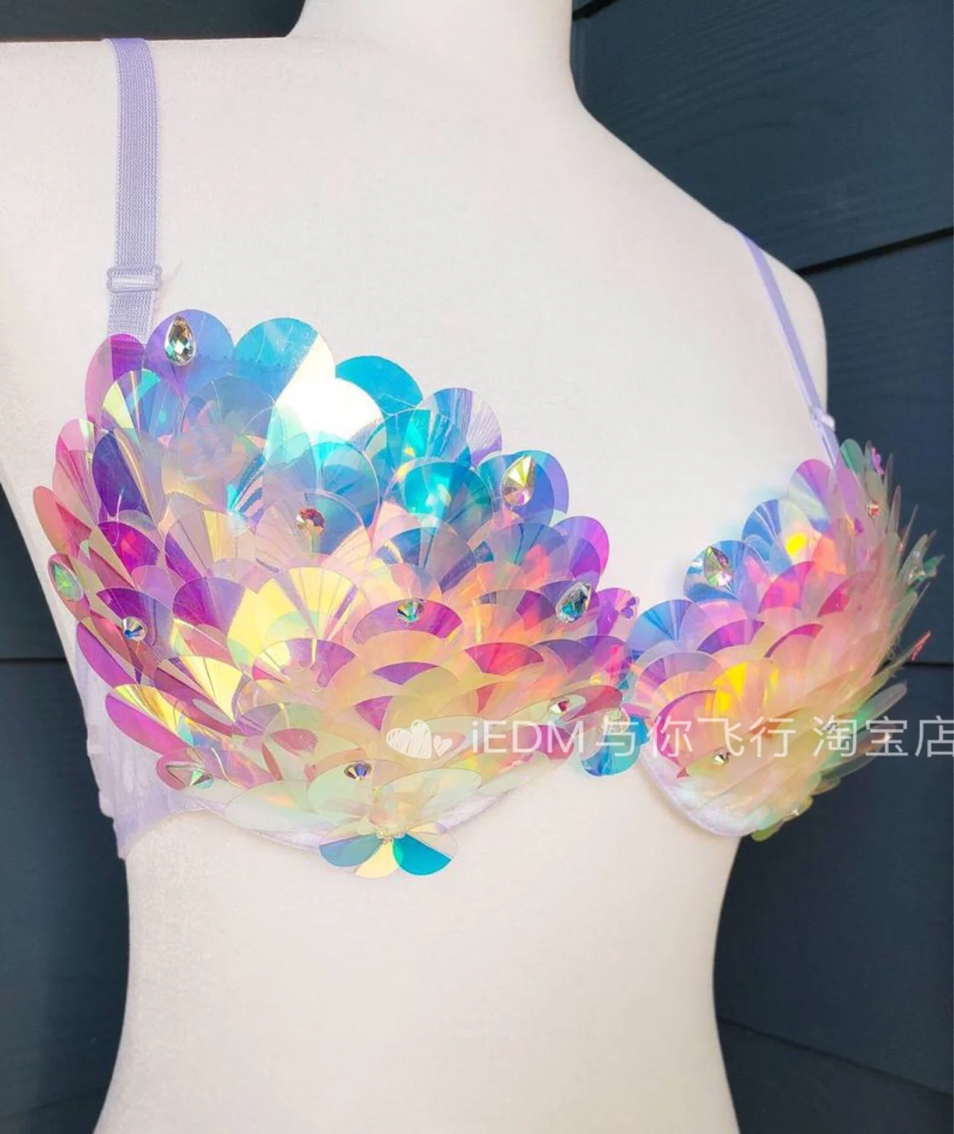 Electric Syllable Wear Fish Scale Bra Laser Top Sling Rave Luminous Performance