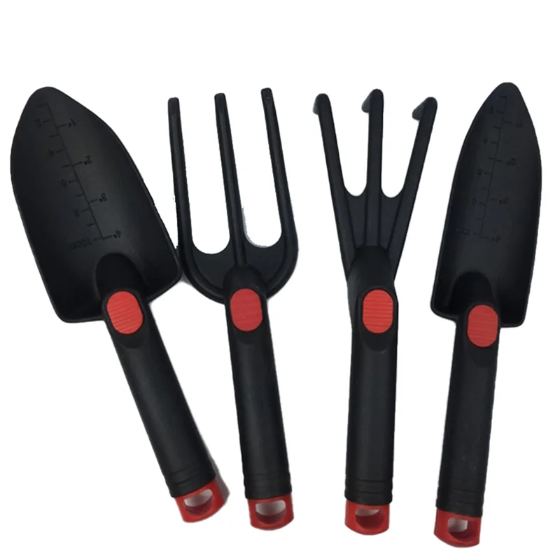 Multifuncional Household Bonsai Tools Set, Mini Ferramentas De Envasamento, Punho De Madeira, Pá, Ancinho, 4 Pcs