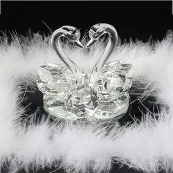 Fashionable Crystal Swan Figurines Miniatures Romantic Animal Model DIY Desktop Ornament for Home Wedding Decor Accessories